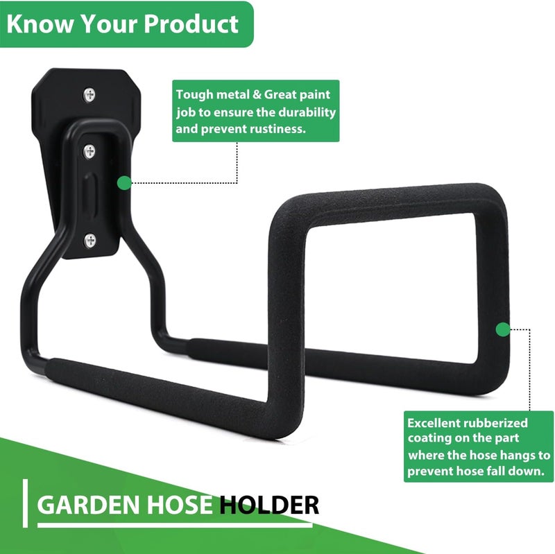 Dotet Garden Hose Holder - Hose Hanger Wall Mount, Heavy Duty Water Hose Holder for Outdoor/Indoor Use in Yard, Metal Durable Hose Hooks, Ideal for Water Hose Storage - Image 4